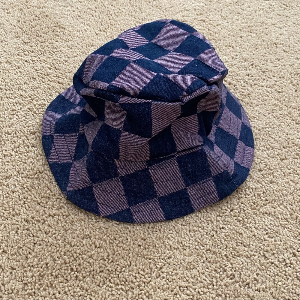 Checkerboard Denim Bucket Hat